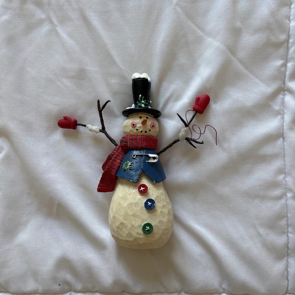 Uncle Artie Primitive Snowman Figurine Folk Art Christmas Winter Decor 6.5in